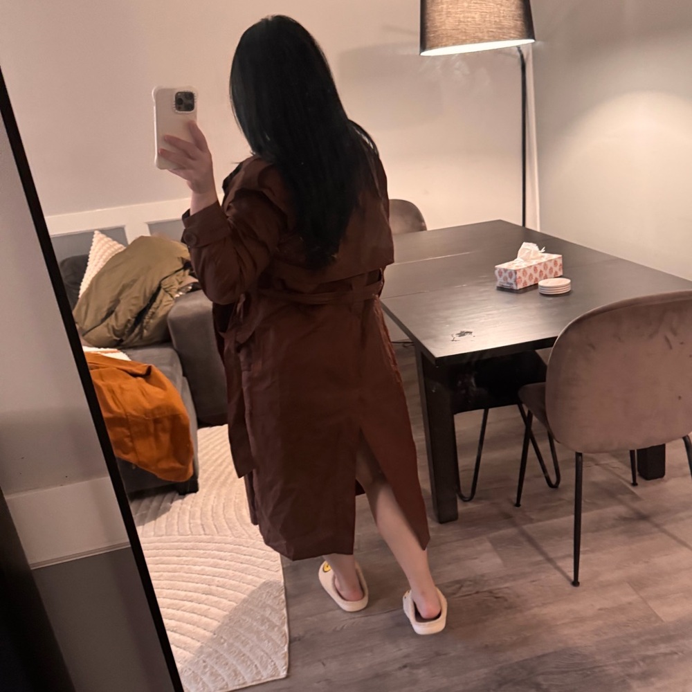 Zara Waterproof Brown Oversized Trench Coat - Picture 3 of 11